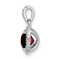 1.08 ct. t.w. Garnet and 1/8 ct. t.w. Lab Created Sapphire Pendant in Rhodium-plated Sterling Silver