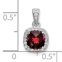 1.08 ct. t.w. Garnet and 1/8 ct. t.w. Lab Created Sapphire Pendant in Rhodium-plated Sterling Silver