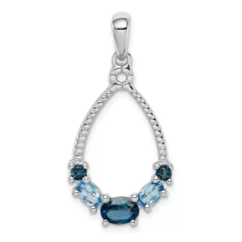 3/4 ct. t.w. London blue and 1/2 ct. t.w. Light Blue topaz Pendant in Rhodium-plated Sterling Silver