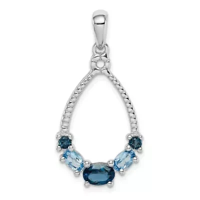 3/4 ct. t.w. London blue and 1/2 ct. t.w. Light Blue topaz Pendant in Rhodium-plated Sterling Silver