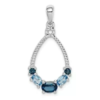 3/4 ct. t.w. London blue and 1/2 ct. t.w. Light Blue topaz Pendant in Rhodium-plated Sterling Silver