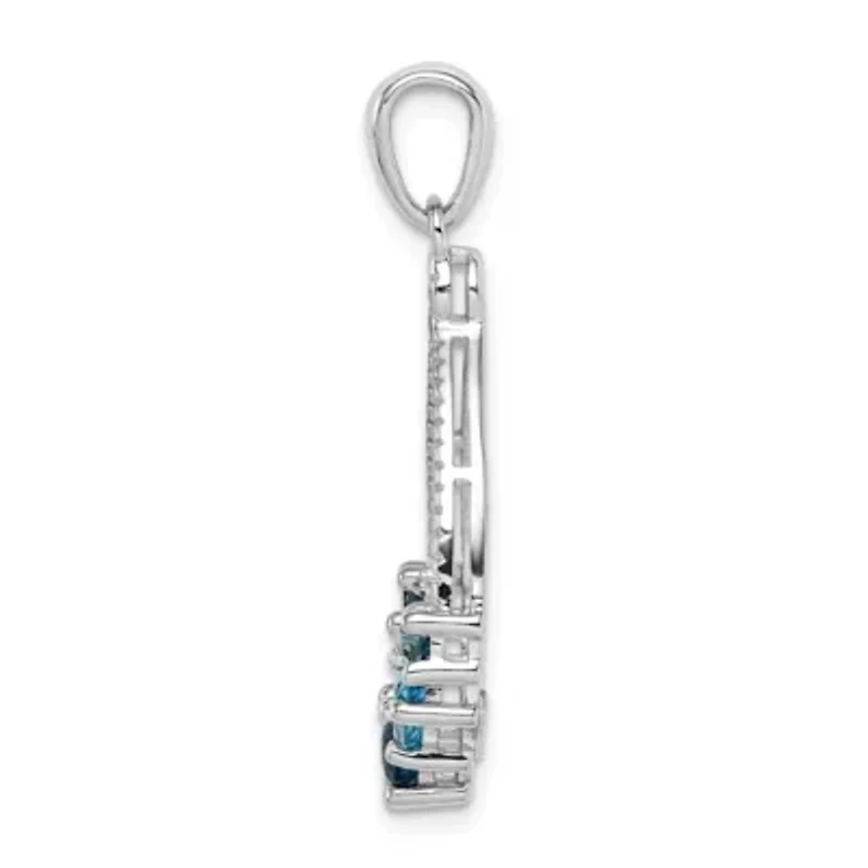 3/4 ct. t.w. London blue and 1/2 ct. t.w. Light Blue topaz Pendant in Rhodium-plated Sterling Silver