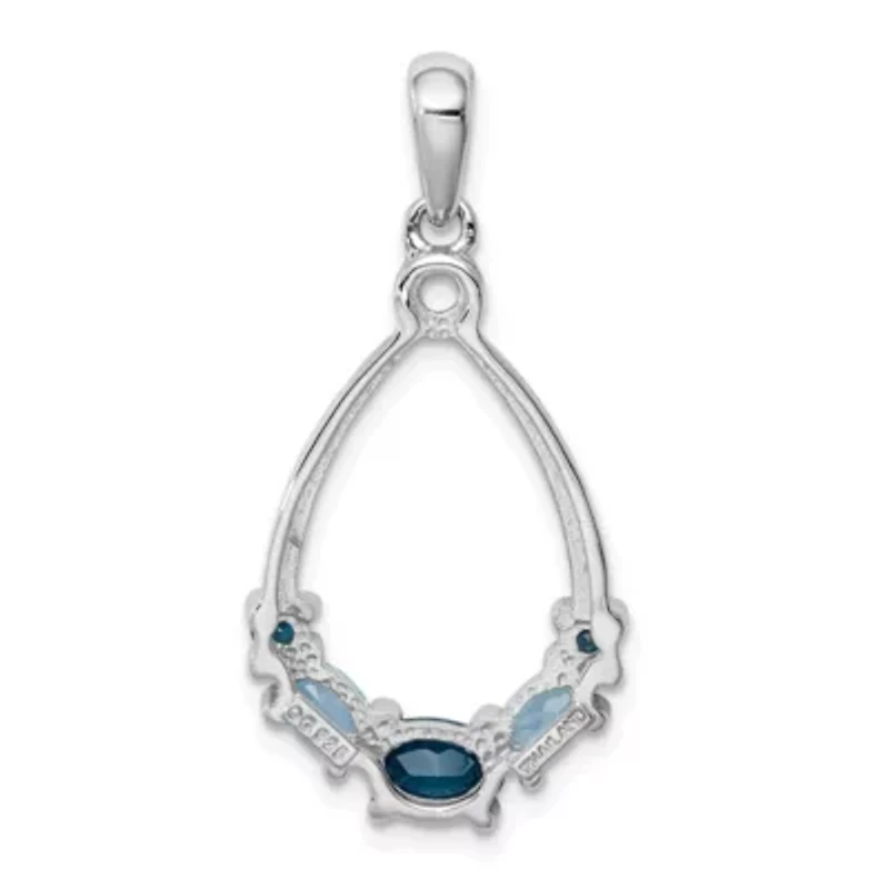 3/4 ct. t.w. London blue and 1/2 ct. t.w. Light Blue topaz Pendant in Rhodium-plated Sterling Silver