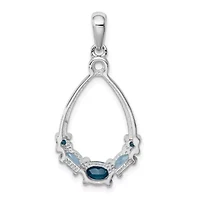 3/4 ct. t.w. London blue and 1/2 ct. t.w. Light Blue topaz Pendant in Rhodium-plated Sterling Silver