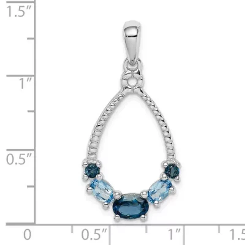 3/4 ct. t.w. London blue and 1/2 ct. t.w. Light Blue topaz Pendant in Rhodium-plated Sterling Silver