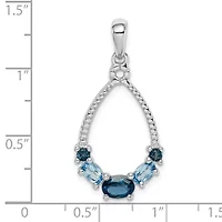 3/4 ct. t.w. London blue and 1/2 ct. t.w. Light Blue topaz Pendant in Rhodium-plated Sterling Silver