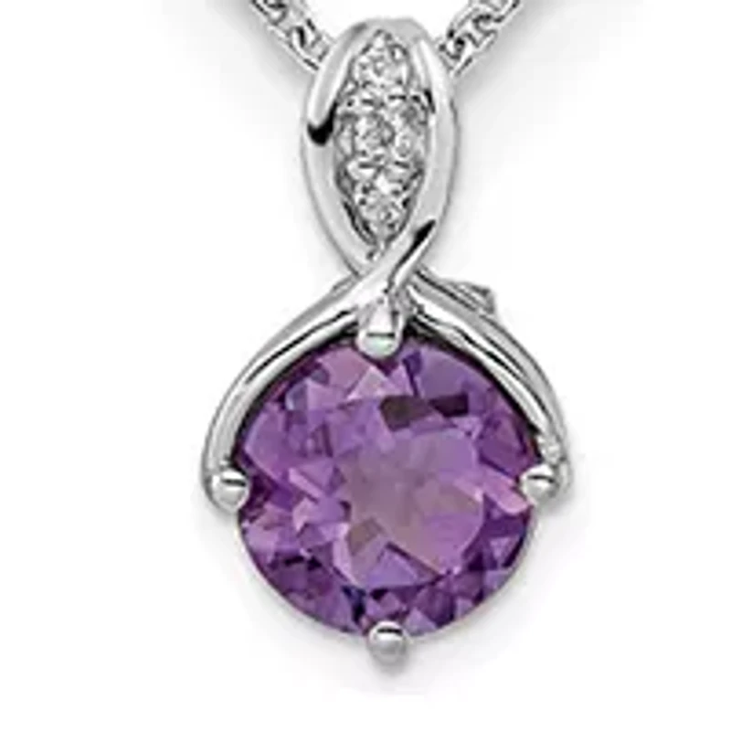 2.05 ct. t.w. Amethyst and White Topaz with 2 Inch Extension Necklace in Rhodium Plated Sterling Silver