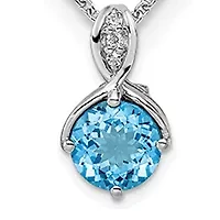 2.35 ct. t.w. Swiss Blue Topaz and White Topaz with 2-inch Extension Necklace in Rhodium-plated Sterling Silver