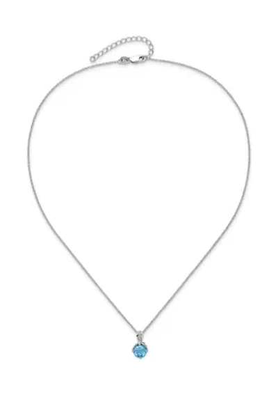 2.35 ct. t.w. Swiss Blue Topaz and White Topaz with 2-inch Extension Necklace in Rhodium-plated Sterling Silver