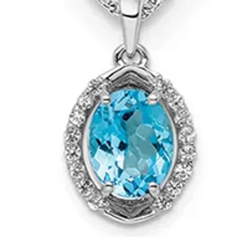 2.6 ct. t.w. Swiss Blue Topaz and White Topaz with 2 Inch Extension Necklace in Rhodium Plated Sterling Silver