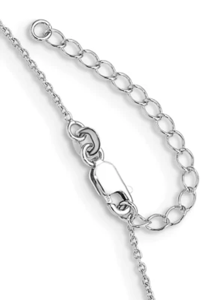 2.6 ct. t.w. Swiss Blue Topaz and White Topaz with 2 Inch Extension Necklace in Rhodium Plated Sterling Silver