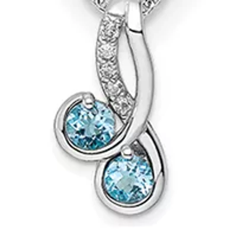 5/8 ct. t.w. Light Swiss Blue Topaz and White Topaz Pendant with 18-inch Cable Chain in Rhodium-plated Sterling Silver