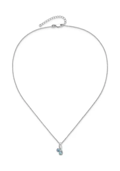 5/8 ct. t.w. Light Swiss Blue Topaz and White Topaz Pendant with 18-inch Cable Chain in Rhodium-plated Sterling Silver