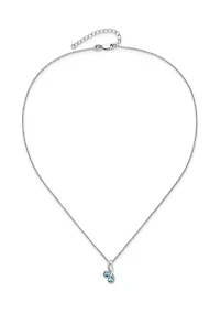 5/8 ct. t.w. Light Swiss Blue Topaz and White Topaz Pendant with 18-inch Cable Chain in Rhodium-plated Sterling Silver