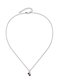 7/8 ct. t.w. Garnet and White Topaz Double Circle Pendant with 18-Inch Cable Chain in Rhodium-Plated Sterling Silver
