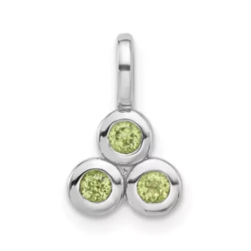 1/5 ct. t.w. Peridot Pendant in Rhodium-plated Sterling Silver