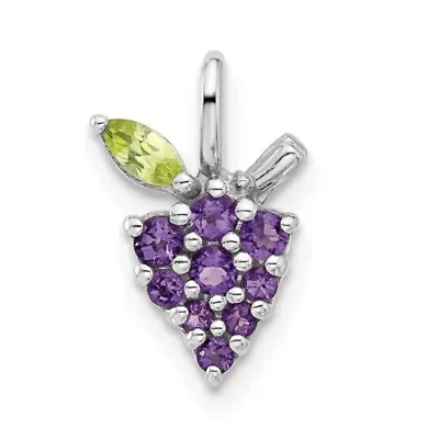 1/5 ct. t.w. Amethyst and 1/10 ct. t.w. Peridot Grapes Pendant in Rhodium-plated Sterling Silver