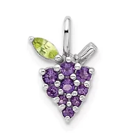 1/5 ct. t.w. Amethyst and 1/10 ct. t.w. Peridot Grapes Pendant in Rhodium-plated Sterling Silver