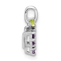 1/5 ct. t.w. Amethyst and 1/10 ct. t.w. Peridot Grapes Pendant in Rhodium-plated Sterling Silver