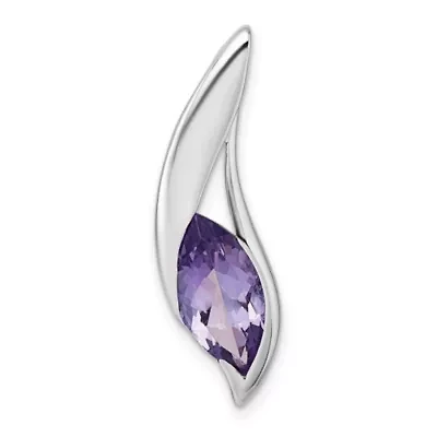 2.8 ct. t.w. Amethyst Polished Drop Chain Slide Pendant in Rhodium-plated Sterling Silver
