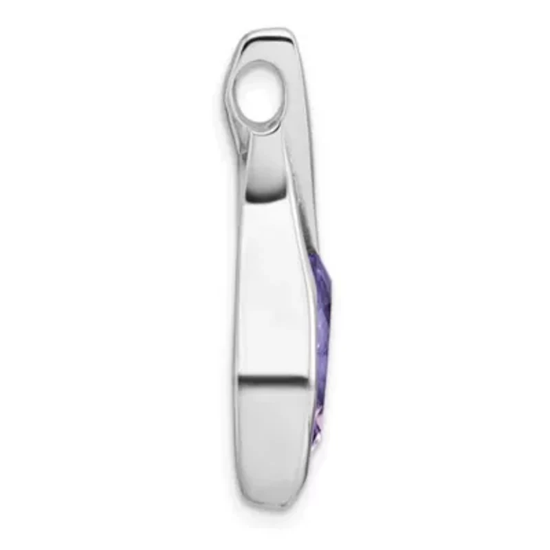 2.8 ct. t.w. Amethyst Polished Drop Chain Slide Pendant in Rhodium-plated Sterling Silver