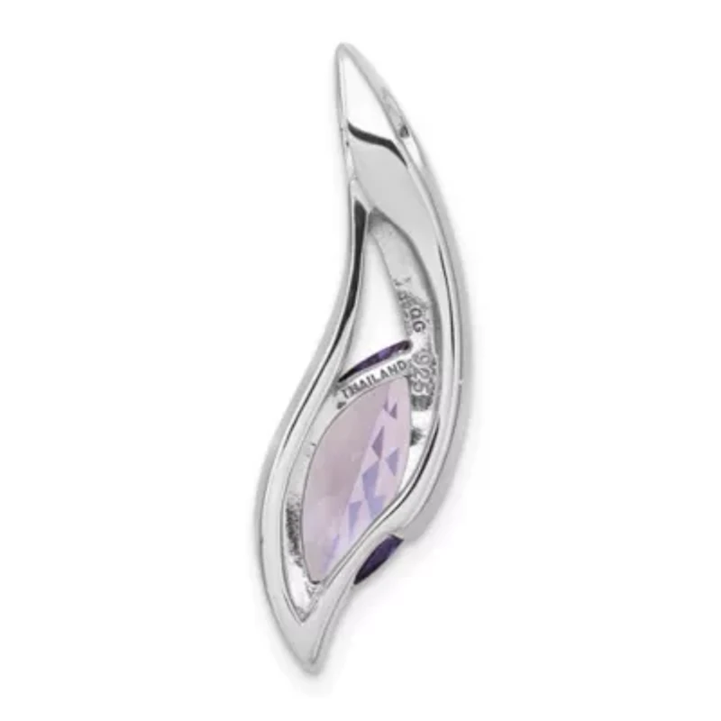 2.8 ct. t.w. Amethyst Polished Drop Chain Slide Pendant in Rhodium-plated Sterling Silver