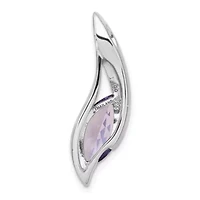 2.8 ct. t.w. Amethyst Polished Drop Chain Slide Pendant in Rhodium-plated Sterling Silver