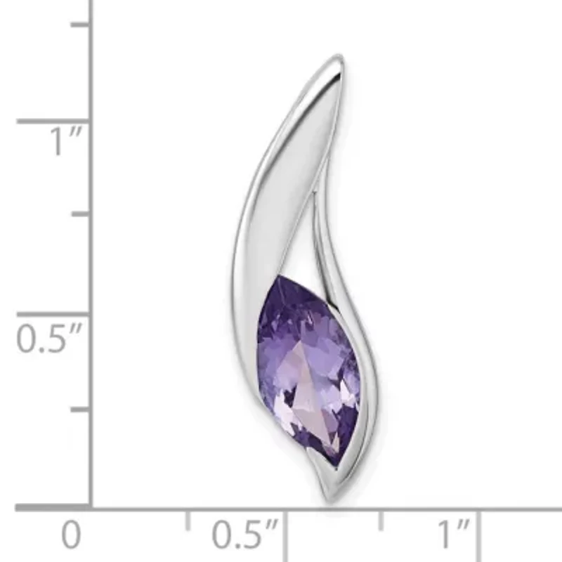 2.8 ct. t.w. Amethyst Polished Drop Chain Slide Pendant in Rhodium-plated Sterling Silver