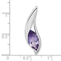 2.8 ct. t.w. Amethyst Polished Drop Chain Slide Pendant in Rhodium-plated Sterling Silver