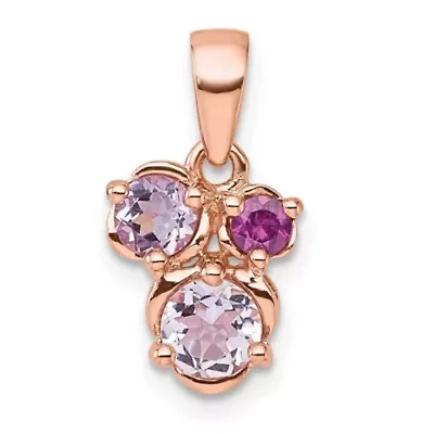 1/5 ct. t.w. Amethyst, 1/6 ct. t.w. Rhodolite Garnet and 1/4 ct. t.w. Quartz Pendant in Rose Gold-plated Sterling Silver