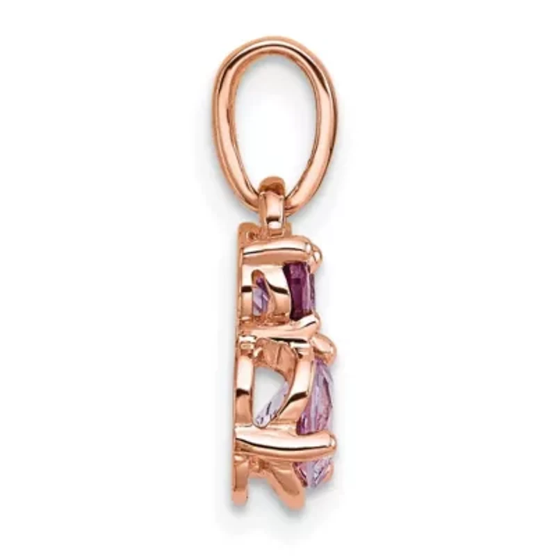 1/5 ct. t.w. Amethyst, 1/6 ct. t.w. Rhodolite Garnet and 1/4 ct. t.w. Quartz Pendant in Rose Gold-plated Sterling Silver