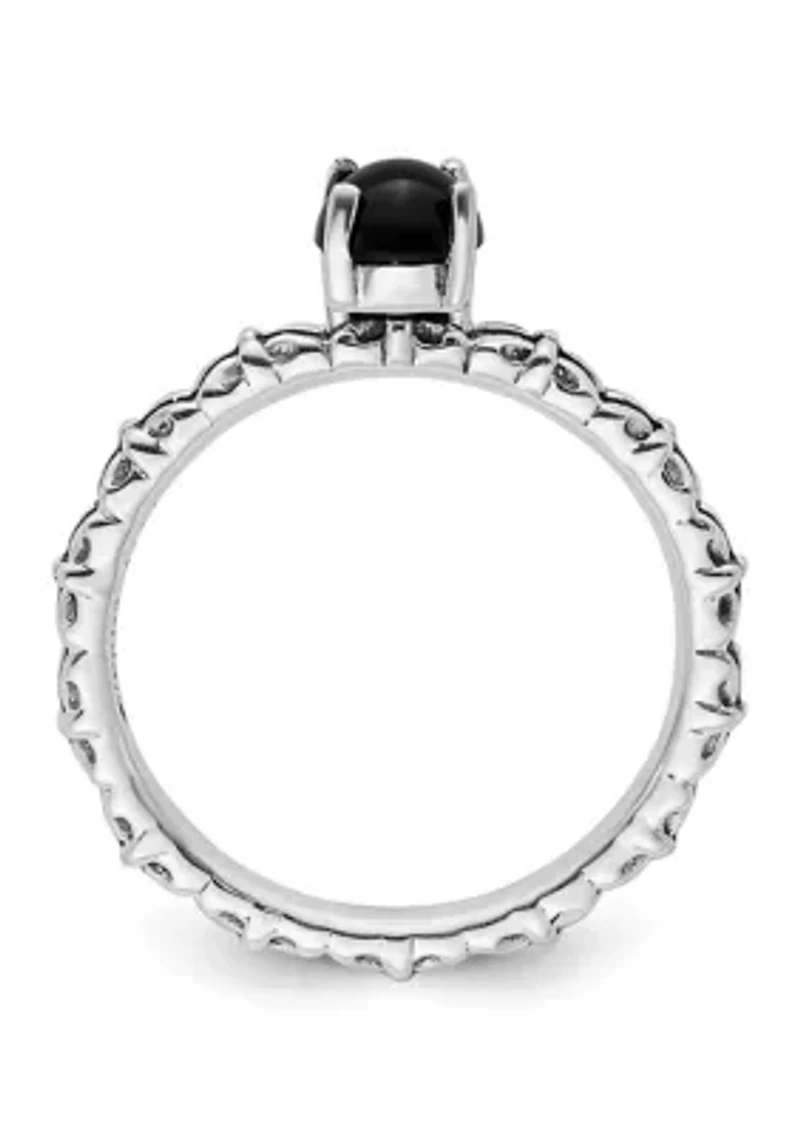 Sterling Silver Stackable Expressions Antiqued Black Agate Ring