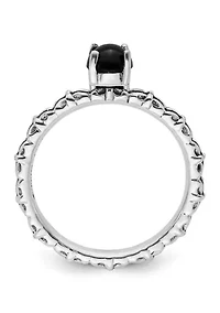 Sterling Silver Stackable Expressions Antiqued Black Agate Ring