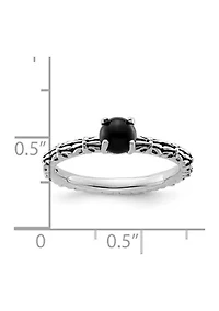 Sterling Silver Stackable Expressions Antiqued Black Agate Ring