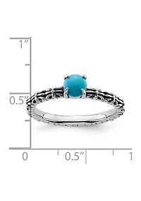 Sterling Silver Stackable Expressions Antiqued Turquoise Ring