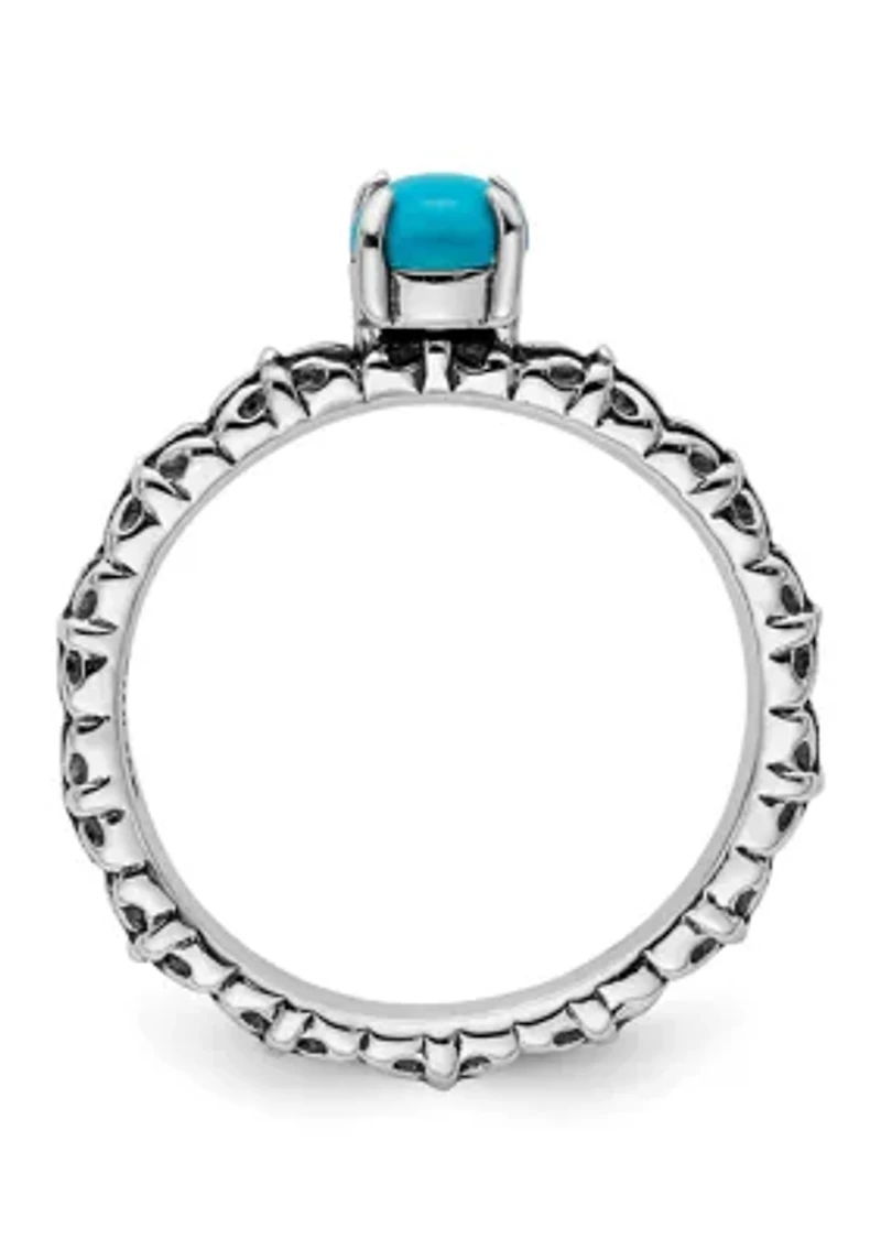Sterling Silver Stackable Expressions Antiqued Turquoise Ring
