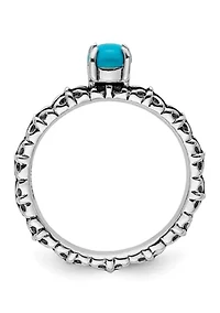 Sterling Silver Stackable Expressions Antiqued Turquoise Ring