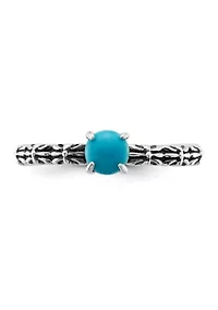Sterling Silver Stackable Expressions Antiqued Turquoise Ring