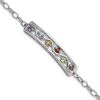 3/4 ct. t.w. Multi Gemstone Rainbow 7.5" Bracelet in Rhodium-plated Sterling Silver