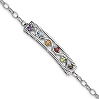 3/4 ct. t.w. Multi Gemstone Rainbow 7.5" Bracelet in Rhodium-plated Sterling Silver