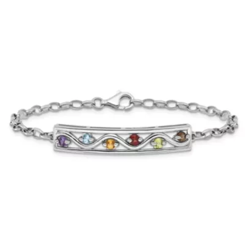 3/4 ct. t.w. Multi Gemstone Rainbow 7.5" Bracelet in Rhodium-plated Sterling Silver