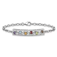 3/4 ct. t.w. Multi Gemstone Rainbow 7.5" Bracelet in Rhodium-plated Sterling Silver