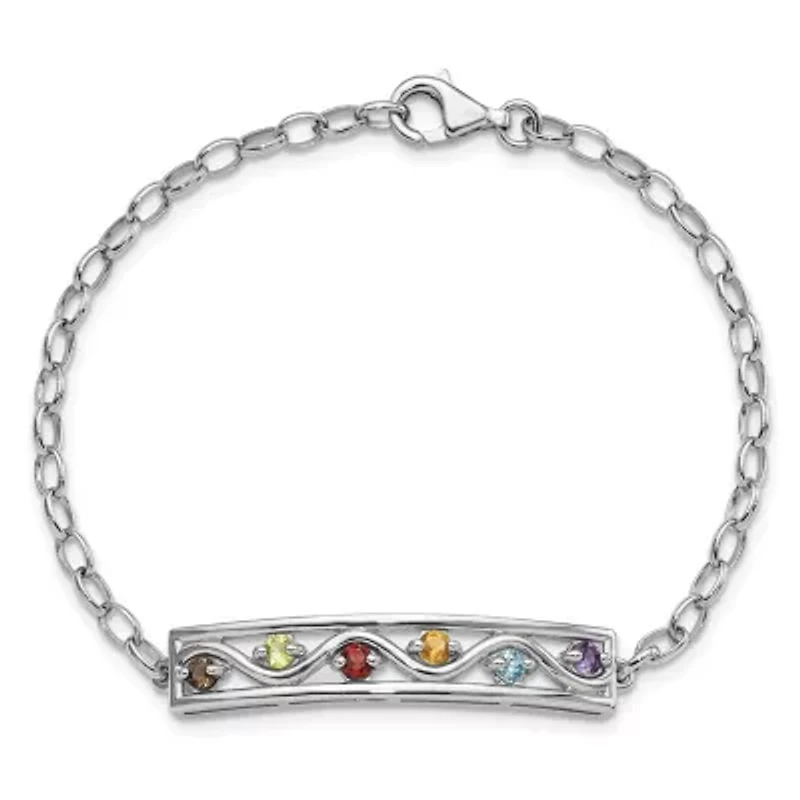 3/4 ct. t.w. Multi Gemstone Rainbow 7.5" Bracelet in Rhodium-plated Sterling Silver