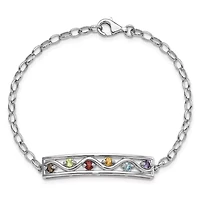 3/4 ct. t.w. Multi Gemstone Rainbow 7.5" Bracelet in Rhodium-plated Sterling Silver