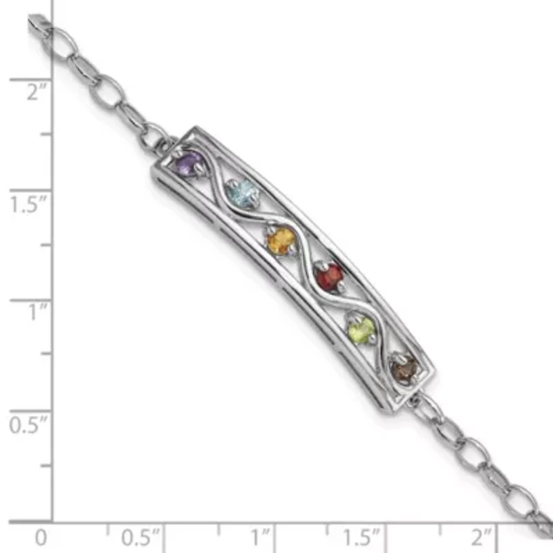 3/4 ct. t.w. Multi Gemstone Rainbow 7.5" Bracelet in Rhodium-plated Sterling Silver