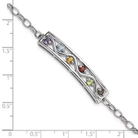 3/4 ct. t.w. Multi Gemstone Rainbow 7.5" Bracelet in Rhodium-plated Sterling Silver