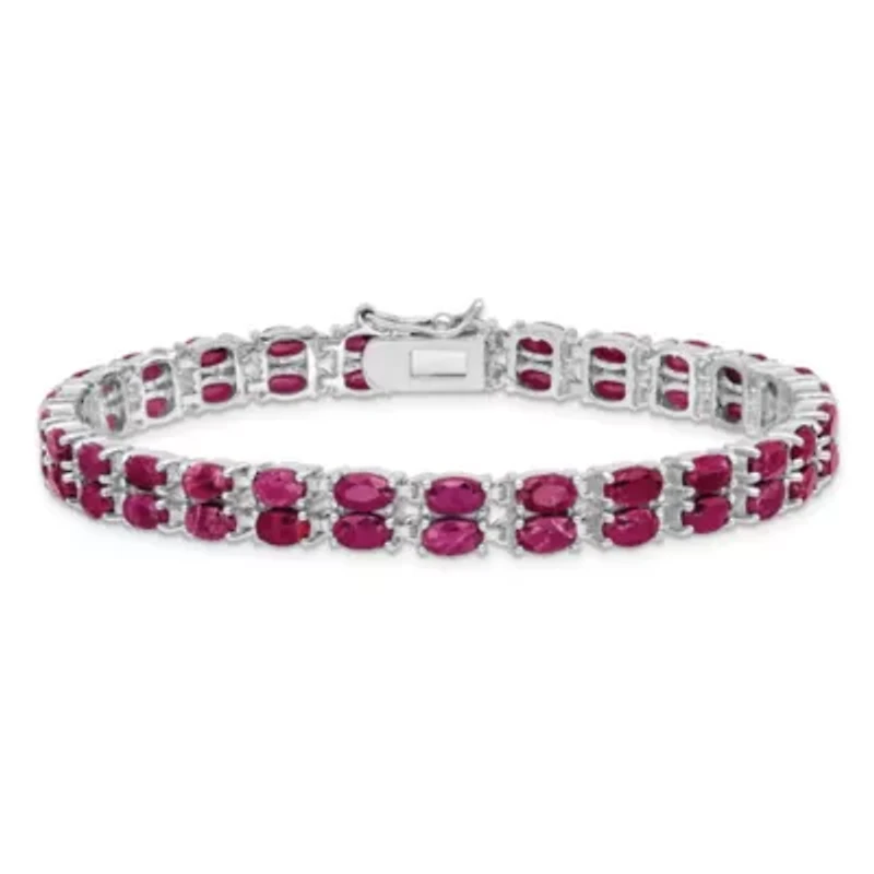 21.6 ct. t.w. Ruby Bracelet in Rhodium-plated Sterling Silver