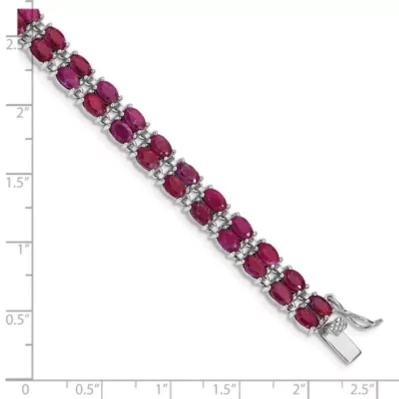 21.6 ct. t.w. Ruby Bracelet in Rhodium-plated Sterling Silver