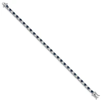 4.16 ct. t.w. Sapphire and 3.78 ct. t.w. White Topaz Tennis Bracelet in Rhodium-plated Sterling Silver
