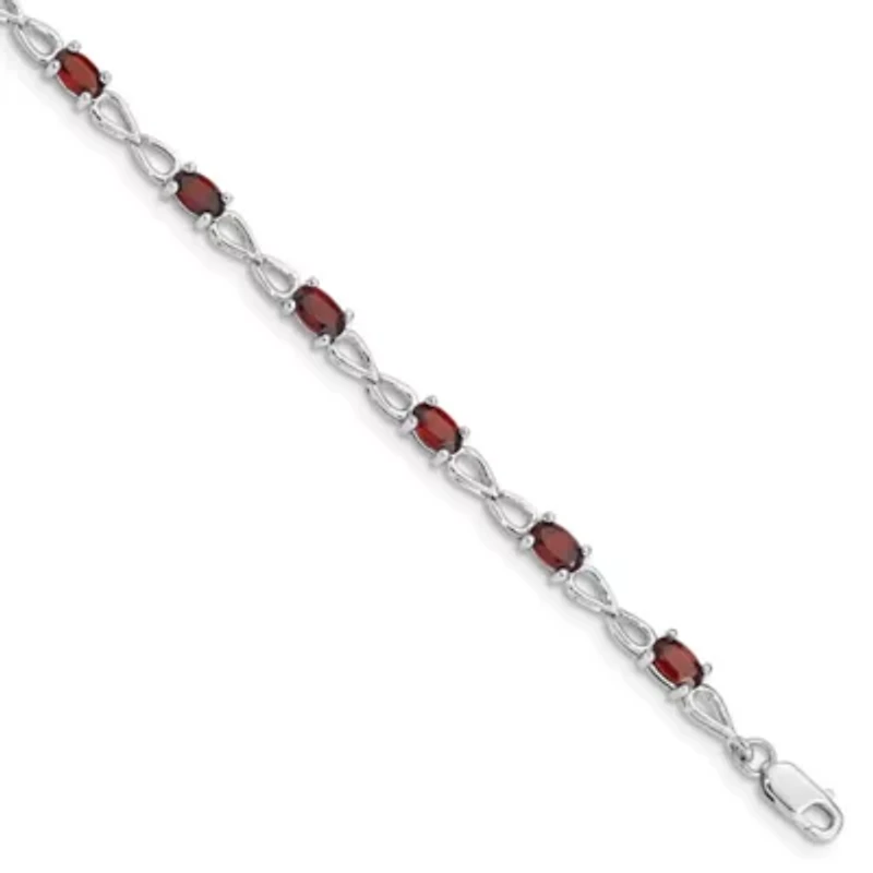 3.74 ct. t.w. Garnet Bracelet in Rhodium-plated Sterling Silver